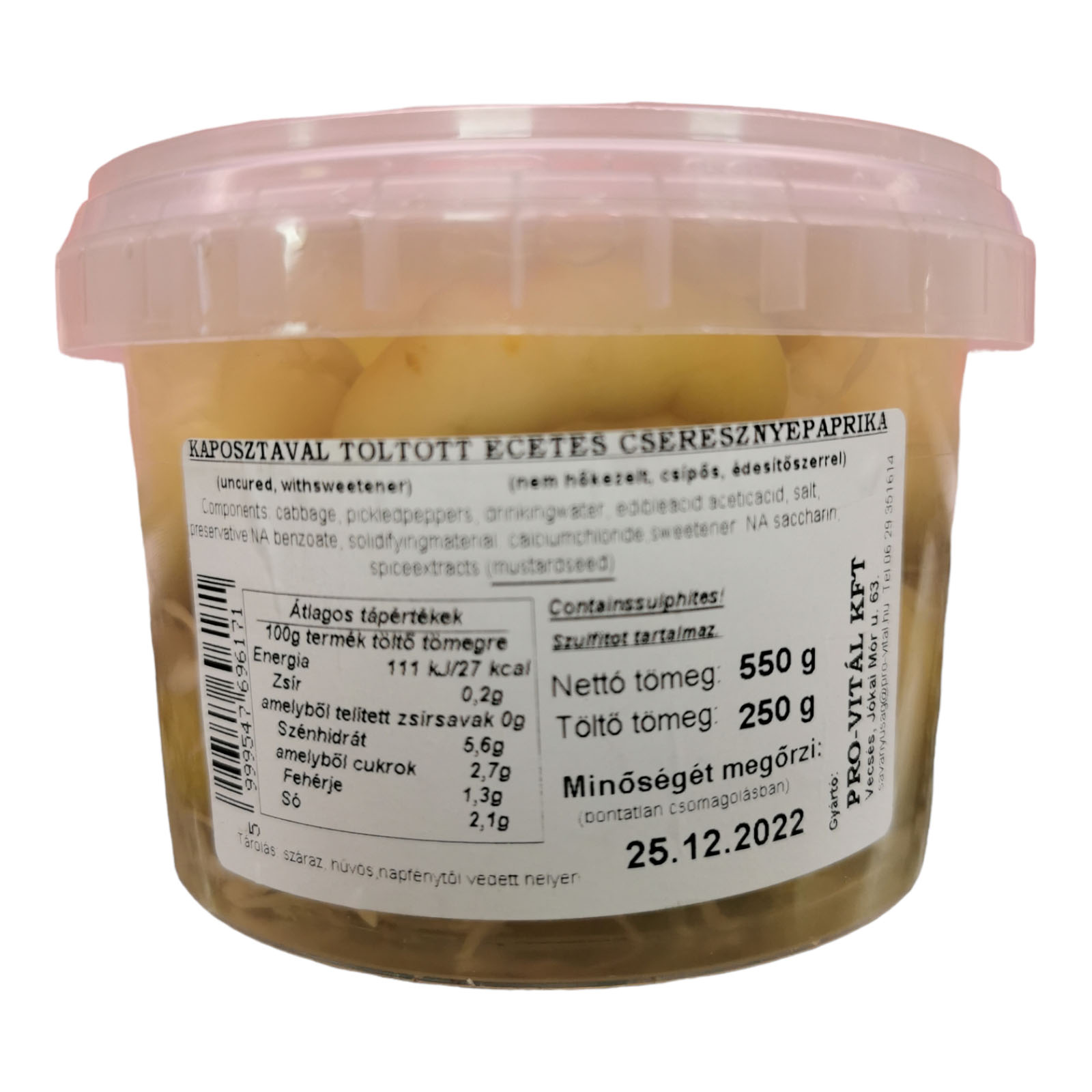 Pro Vital Pickled Stuffed Bell Peppers Hot 550g