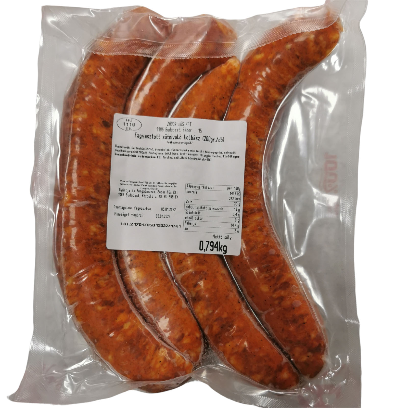 Zador Sutokolbasz Baking Sausage ~800g - 1kg
