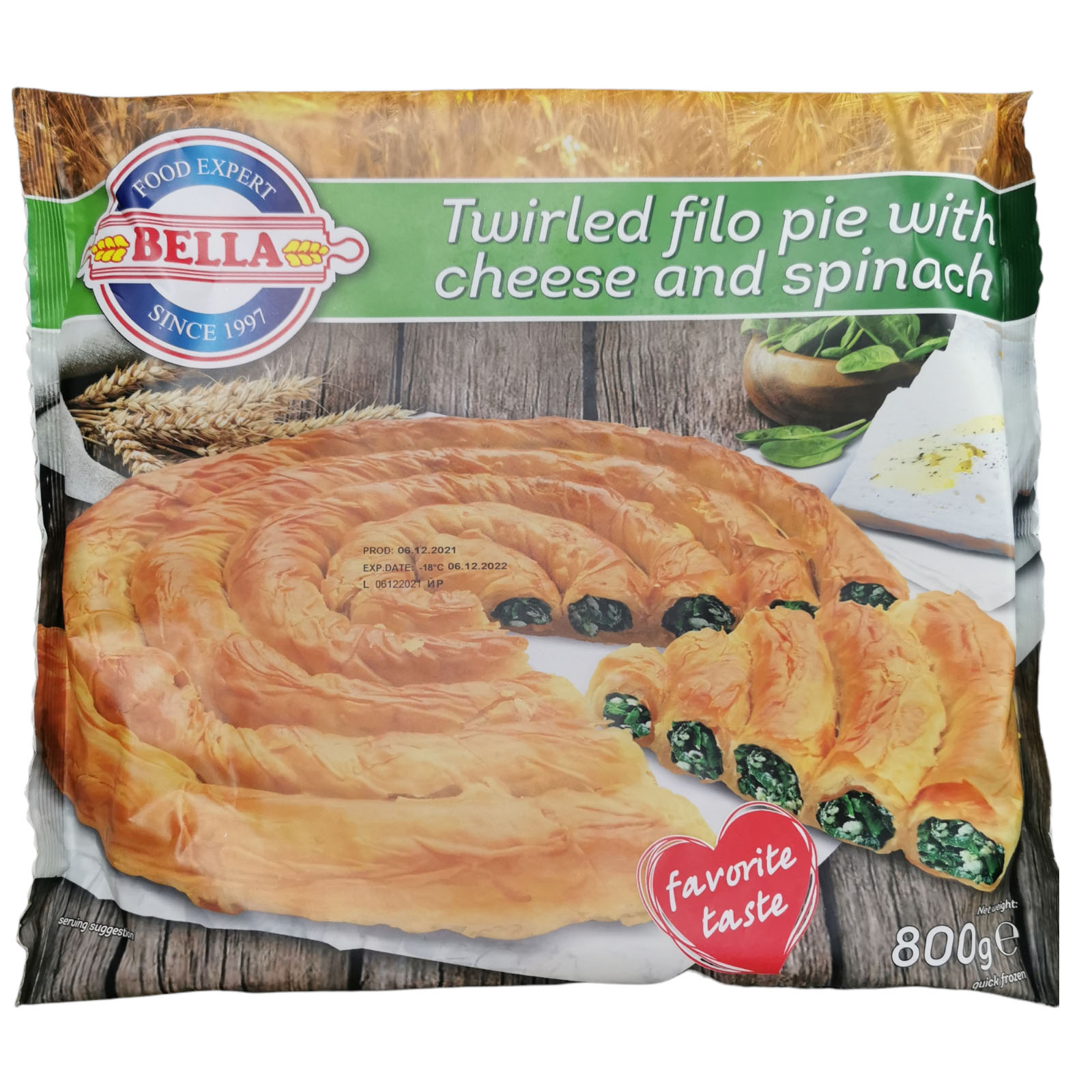 Bella Cheese Spinach Twirled Filo Pie 800g