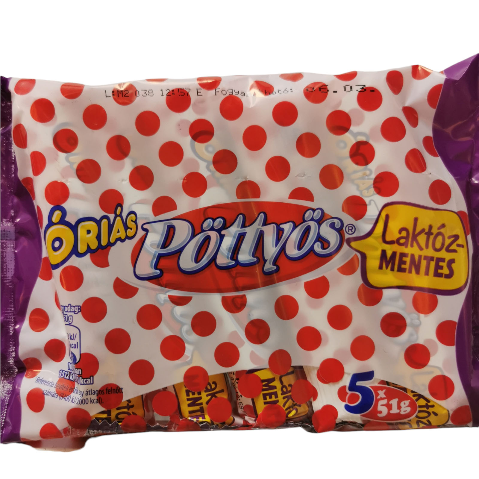 Pottyos Orias Turo Rudi Lactose-Free Chocolate 5x51g
